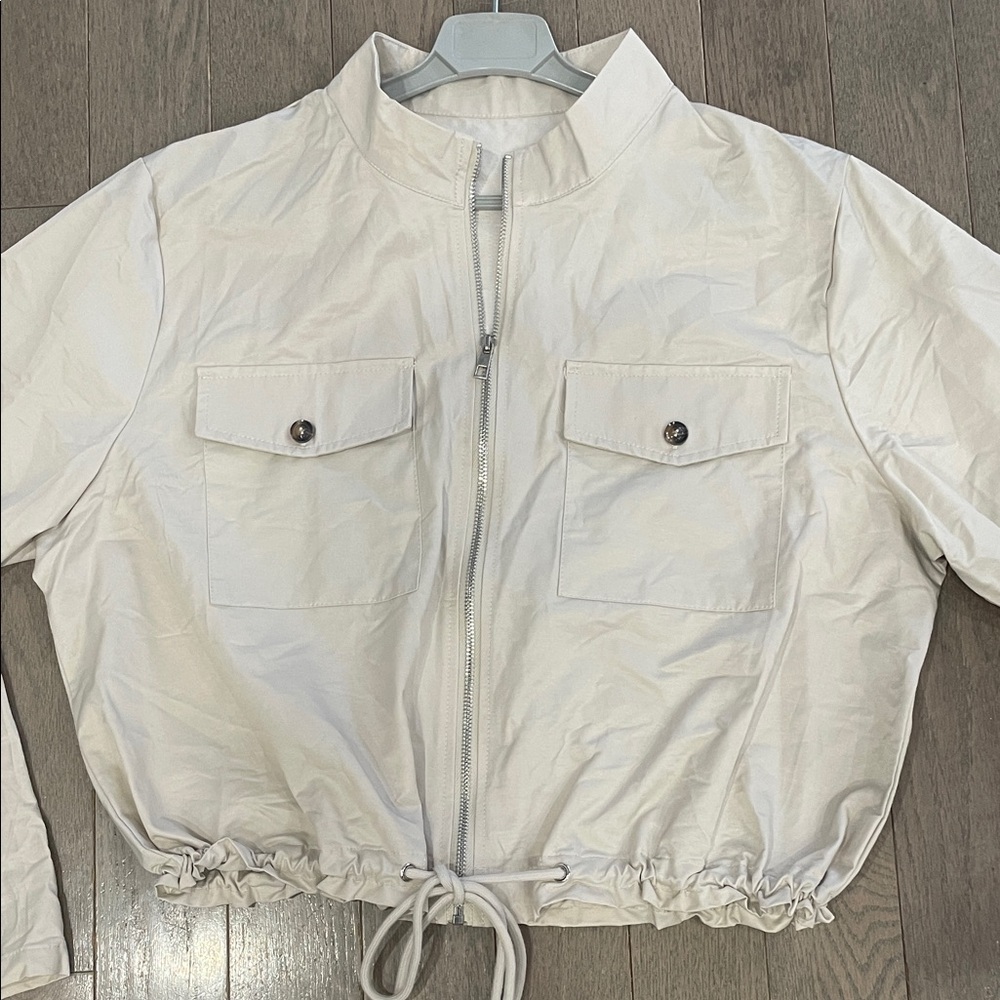 Women's Beige Windproof Jacket Size XXL - Stylish & Warm